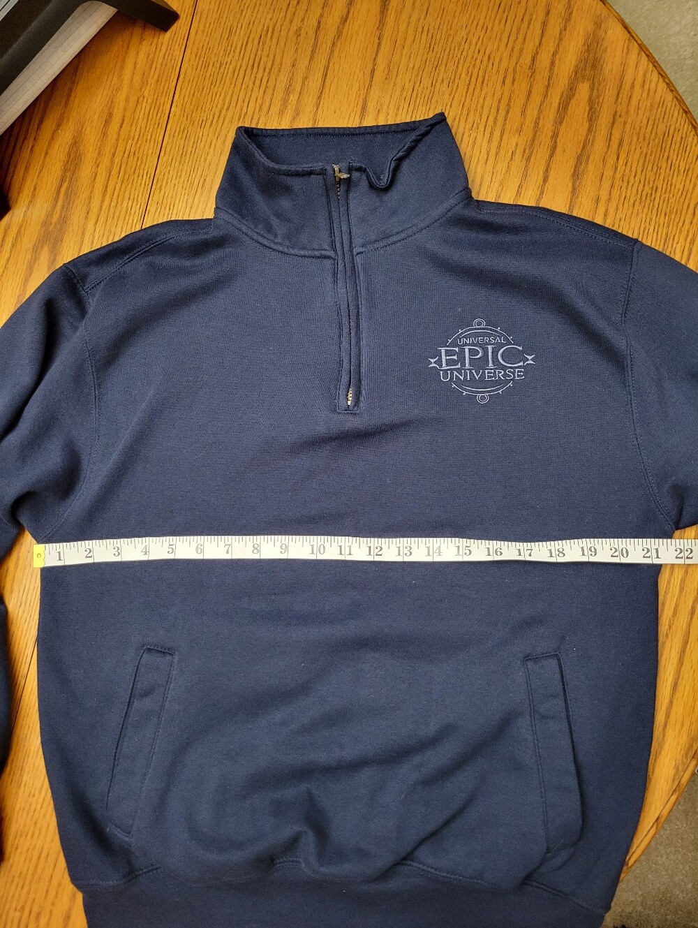 Universal Studios Epic Universe Quarter Zip Pullover Sweatshirt Navy Blue Small - Picture 8 of 8